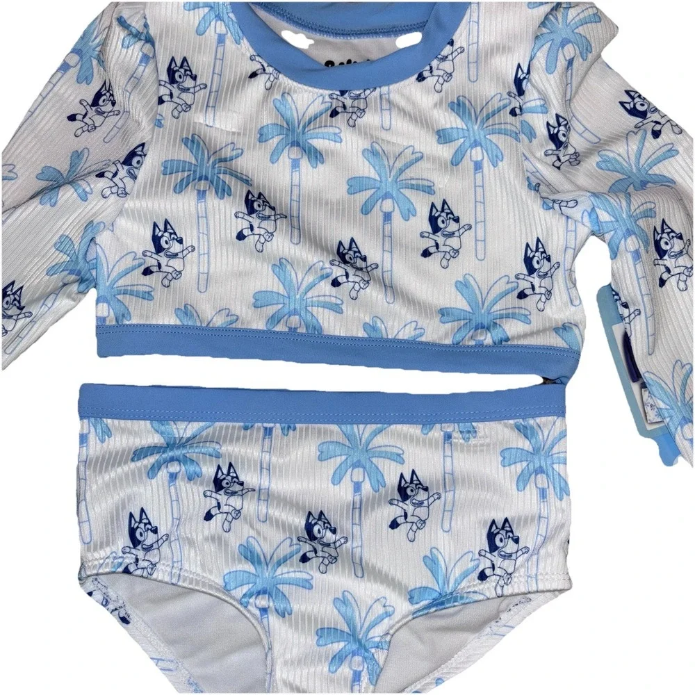 Bluey 2-piece Long Sleeve Rashguard swimsuit Swim lessons‎ UPF 50+  2T Beach